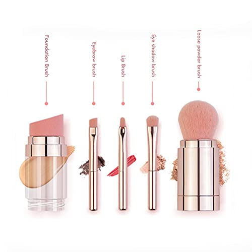 ZJchao Make -up -Pinsel 5 in 1 Augenbrauen Lippen -Lidschatten -Pinsel -Make -up -Werkzeugen für Anfänger und Profis Make -up -Künstler Roségold (PURPLE #72) von ZJchao