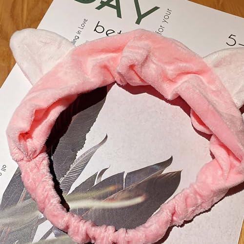 ZJchao Make -up -Stirnband, Hautfreundliches Weiches Elastisches Band, Niedliche Gesichtswäsche -Stirnband, Leichte Hautpflege -Stirnbänder, Süßer (Dünne Katzenohren rosa) von ZJchao