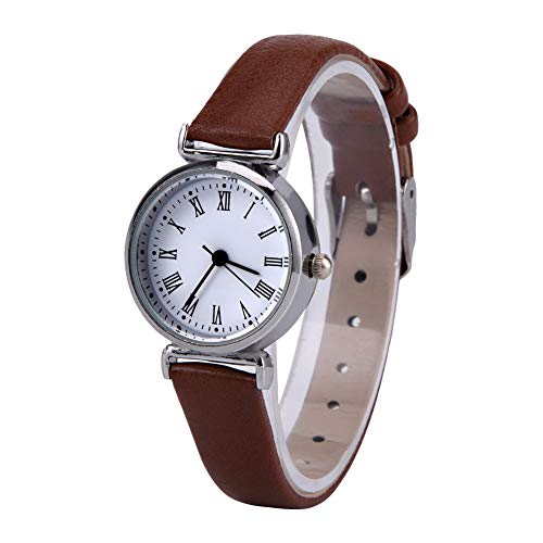 ZJchao Mode Frauen Kleider Uhren Sie Retro Leder Mini Armbanduhr für Verschiedene Gelegenheiten in 5 Farben (Kaffee mit weißer Teller) von ZJchao