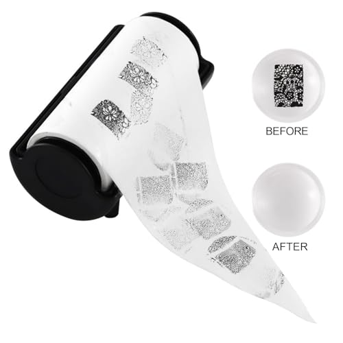 ZJchao Nagel Stamper Sauberer Aufkleber Nagel Stempel Gel Remover Papier Stamper Nagellackentferner Nagelkunstzubehör mit Rollenpapier Mühelos Entfernen Sie Polnische Stempel Halten Sie (BLACK) von ZJchao