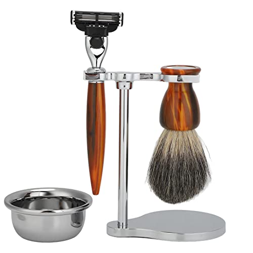 ZJchao Professionelle Männer Rasierset 4PCS Traditionelles Handbuch Rasierer Set mit Rostfreier Stahlschüssel -Rasierbürstenhalter für die Trockene Aufbewahrung von ZJchao