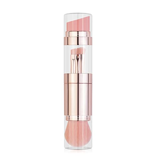 ZJchao Reise -Make -up Bürstenset, 5 in 1 Make up Pinsel Multifunktional Tragbares Fundament Lose Pulver Bürste Set Tragbare Pinsel Lidschatten Augenbrauen Lippenbürste (Galvanisiertes Roségold) von ZJchao