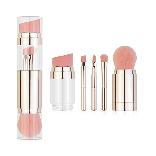 ZJchao Reise -Make -up -Pinsel -Set, Kosmetikwerkzeug 5 in 1 Synthetische Faserversenke Ausgestattete Design -Pinsel -Sets für Fundament, Augenbrauen, Lippen, Lidschatten, Lockeres (Vergoldet) von ZJchao