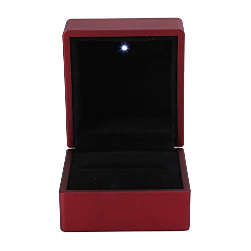 ZJchao Ringbox, Quadratische Ringbox, Quadratische Ringbox, Quadratischer Samt-Eheringetui, Schmuck-Geschenkbox mit LED-Licht für Heiratsantrag, Verlobung, Hochzeit, Rot von ZJchao