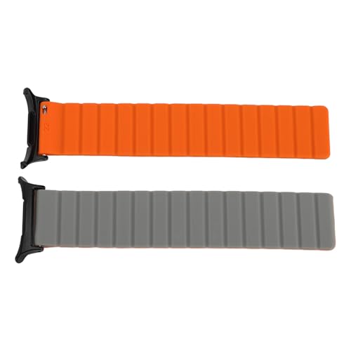 ZJchao Robustes Magnetisches Silikon-Uhrenarmband mit Sicherem Verschluss, Verleiht der Watch 7 Ultra 47 Mm Stil, Geeignet für Männer, Frauen und Senioren (Grauorange) von ZJchao