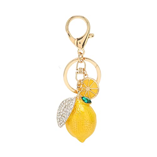 ZJchao Schlüsselanhänger, Little Lemon Schlüsselanhänger Starkes Metall Little Lemon Dekoration Schlüsselanhänger mit Strass Exquisite Farben Zitrone Schlüsselanhänger für Schlüssel Tasche(Gelb) von ZJchao