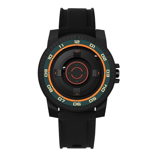 ZJchao Schwarze Muschel-Paaruhr mit Magnetischer Federung, wasserdichte Quarz-Armbanduhr (Orangegrüner Kreis) von ZJchao