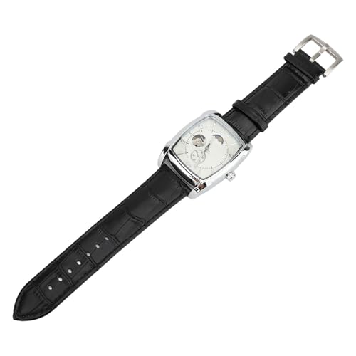 Luxuriöse Automatik Armbanduhr mit Mondphase und Tourbillon, Selbstaufziehendes Mechanisches Uhrwerk, Wasserabweisendes PU Lederarmband, Leuchtende Zeiger von ZJchao