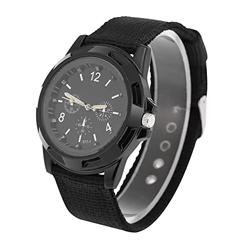 ZJchao Uhr Elektronische Analog-Armbanduhr Rundes Nylonarmband Militärarmbanduhr (Schwarz) von ZJchao