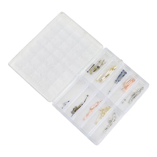 ZJchao Uhren Hände 90pcs Legierung Ersatz Uhr Uhr Stunde Minute Second Hands Kit in 4 Farben Blau Gold Roségold Weiß mit Plastik -Aufbewahrungsbox für Uhrmacher Reparaturteile von ZJchao