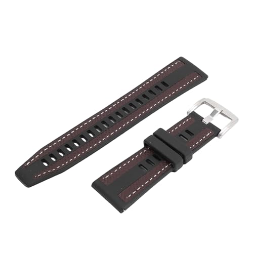 ZJchao Watch -Gurt Water Watch Band Schweißsicheres Gummigurt für GT4 -Austausch mit Edelstahlschnalle Non -Slip -Litchi -Muster (Dunkelbraun) von ZJchao