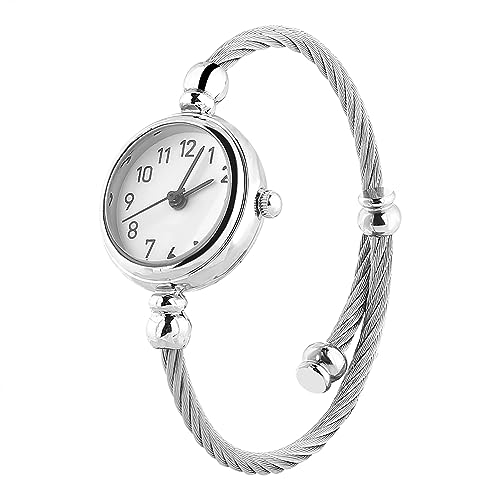 ZJchao Women Round Watch, Analoge Armbanduhr Quartz Legierung Hülle Gurt Open Armband Design mit Römisch -arabischen Ziffern für Weiblich (Digitale weiße Festplatte) von ZJchao
