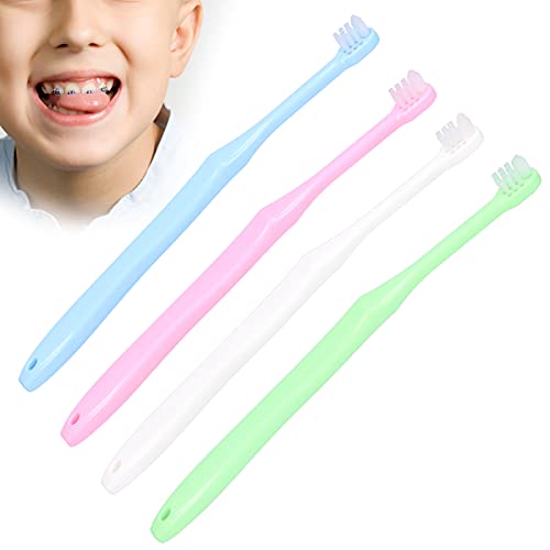 Zahnspangen-Reinigungsbürste, 4-teilige tragbare kieferorthopädische Reise-Reinigungsbürste für Kinder, Einzelstrahl-Korrekturlückenbürste, Zahnbürste Mundpflege-Werkzeug von ZJchao