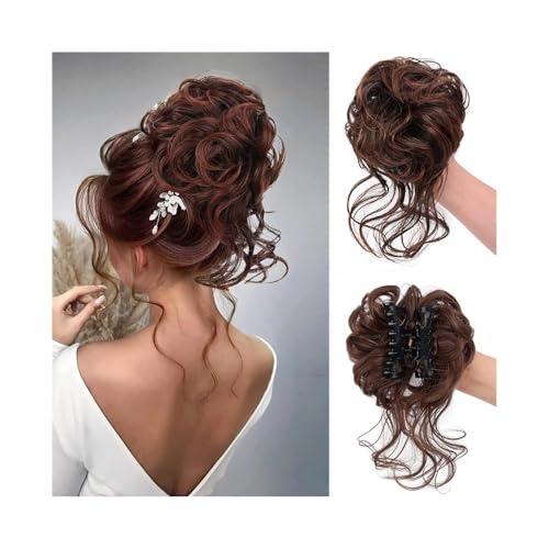 kunsthaar zum einflechten Messy Bun Haarteil, Krallenclip in welligem, lockigem Chignon, synthetischer zerzauster Hochsteckfrisur, Haarverlängerungen mit Ranken haare zum einflechten(2-30) von ZKALQECNF