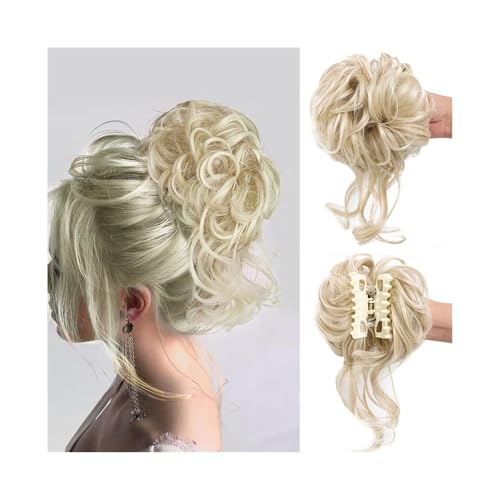 kunsthaar zum einflechten Messy Bun Haarteil, Krallenclip in welligem, lockigem Chignon, synthetischer zerzauster Hochsteckfrisur, Haarverlängerungen mit Ranken haare zum einflechten(24-613) von ZKALQECNF