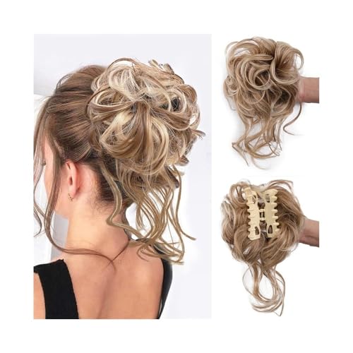 kunsthaar zum einflechten Messy Bun Haarteil, Krallenclip in welligem, lockigem Chignon, synthetischer zerzauster Hochsteckfrisur, Haarverlängerungen mit Ranken haare zum einflechten(27-613) von ZKALQECNF