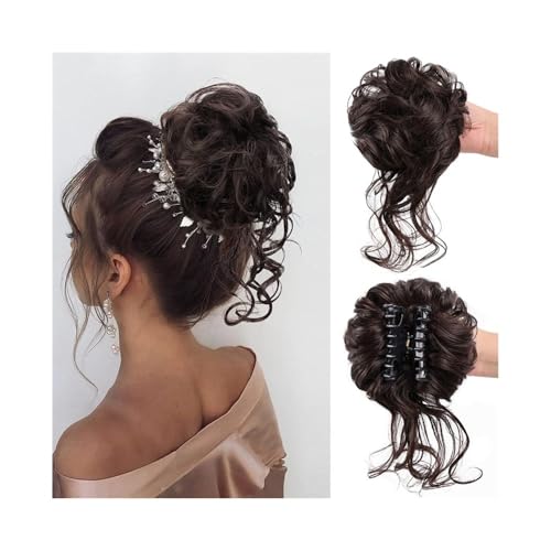 kunsthaar zum einflechten Messy Bun Haarteil, Krallenclip in welligem, lockigem Chignon, synthetischer zerzauster Hochsteckfrisur, Haarverlängerungen mit Ranken haare zum einflechten(6A) von ZKALQECNF