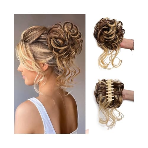 kunsthaar zum einflechten Messy Bun Haarteil, Krallenclip in welligem, lockigem Chignon, synthetischer zerzauster Hochsteckfrisur, Haarverlängerungen mit Ranken haare zum einflechten(86-10) von ZKALQECNF