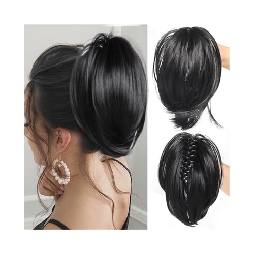kunsthaar zum einflechten Synthetische Messy Bun Scrunchies Synthetische gerade Chignon Klaue Clip in Pferdeschwanz Haarteil haare zum einflechten(2) von ZKALQECNF