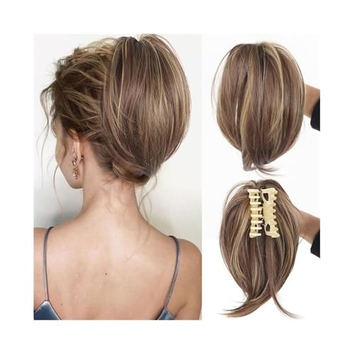 kunsthaar zum einflechten Synthetische Messy Bun Scrunchies Synthetische gerade Chignon Klaue Clip in Pferdeschwanz Haarteil haare zum einflechten(86H10) von ZKALQECNF