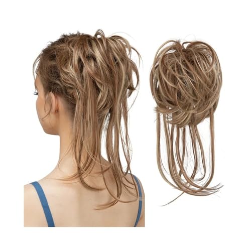 kunsthaar zum einflechten Synthetische elastische Messy Bun Haarteile natürliche Welle Scrunchie Pferdeschwanz Haarverlängerungen for Frauen haare zum einflechten(12H24) von ZKALQECNF