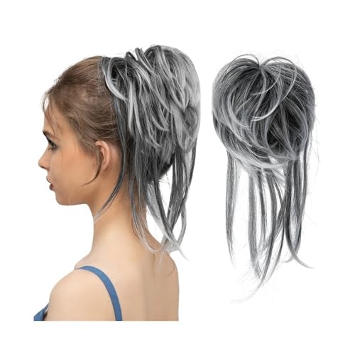kunsthaar zum einflechten Synthetische elastische Messy Bun Haarteile natürliche Welle Scrunchie Pferdeschwanz Haarverlängerungen for Frauen haare zum einflechten(1B 171T1001) von ZKALQECNF