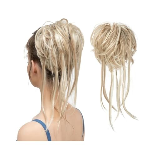 kunsthaar zum einflechten Synthetische elastische Messy Bun Haarteile natürliche Welle Scrunchie Pferdeschwanz Haarverlängerungen for Frauen haare zum einflechten(Dirty Blonde) von ZKALQECNF