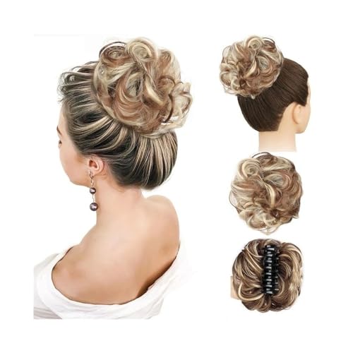kunsthaar zum einflechten Synthetischer, unordentlicher Haarknoten, Chignon, Klaue, Clip in Haarteil, gewellte, lockige Pferdeschwanz-Extensions haare zum einflechten(12H613) von ZKALQECNF