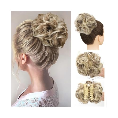 kunsthaar zum einflechten Synthetischer, unordentlicher Haarknoten, Chignon, Klaue, Clip in Haarteil, gewellte, lockige Pferdeschwanz-Extensions haare zum einflechten(18H613) von ZKALQECNF