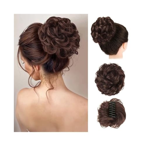 kunsthaar zum einflechten Synthetischer, unordentlicher Haarknoten, Chignon, Klaue, Clip in Haarteil, gewellte, lockige Pferdeschwanz-Extensions haare zum einflechten(6A) von ZKALQECNF