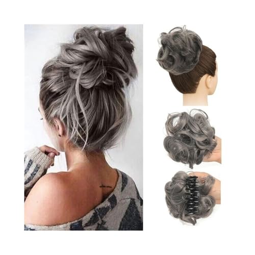 kunsthaar zum einflechten Synthetischer, unordentlicher Haarknoten, Chignon, Klaue, Clip in Haarteil, gewellte, lockige Pferdeschwanz-Extensions haare zum einflechten(Dimgray) von ZKALQECNF