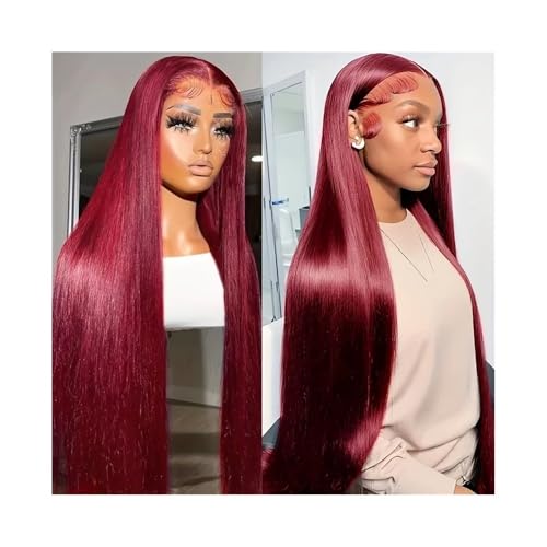 perücken HD Lace Frontal Echthaarperücke Gerade Perücke 13x4 Lace Front Echthaarperücken for Frauen 180 Hohe Dichte Perücke(22inches) von ZKALQECNF