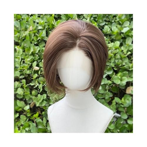 perücken Hellbraune, kurze Bob-Perücken mit synthetischer Lace-Front for Frauen, 13 x 4 Lace-Front-Perücken Perücke von ZKALQECNF