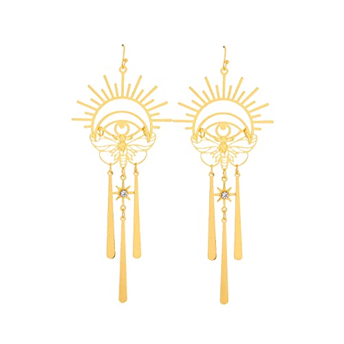 ZKBKJSPZJB Halbmond Quarz Kristall Hexe Ohrringe Gothic Meerjungfrau Festival Hochzeit Okkulte Boho Kristall Zubehör Ohrringe Gothic Schmuck, Messing, Messing ZKBKJSPZJB Halbmond Quarz Kristall Hexe Ohrringe Gothic Meerjungfrau Festival Hochzeit Okkulte Boho Kristall Zubehör Ohrringe Gothic Schmuck, Messing, Messing von ZKBKJSPZJB