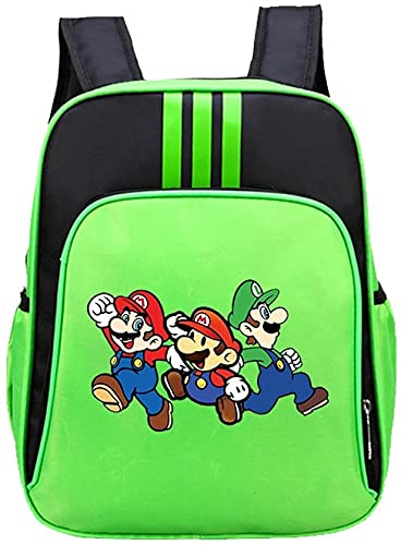 ZKDT Kleinkind Rucksack,rotsüße kindergartenrucksack,Grün Blau Gelb Orange Kindergarten Schultasche für Kinder (Mario 01,28 x12x 34 cm) von ZKDT