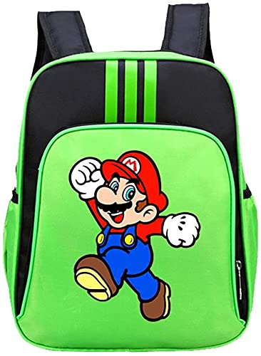 ZKDT Kleinkind Rucksack,rotsüße kindergartenrucksack,Grün Blau Gelb Orange Kindergarten Schultasche für Kinder (Mario 02,28 x12x 34 cm) von ZKDT