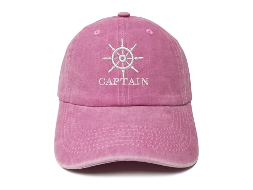 ZKFE Kapitänsmütze für Damen, nautische Skipper, Geschenke für Bootsliebhaber, Boot, Segeln, Papa-Hut, gewaschene rosa bestickte Baseballkappe, Captain (Washed Pink), Einheitsgröße von ZKFE