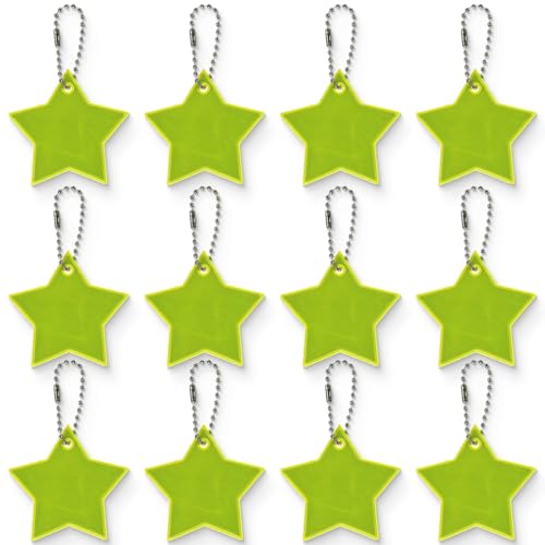 12 Stück Sicherheits Reflektor Anhänger, Stern Reflektoren Kinder Anhänger für Rucksack,Reflektoren Schulranzen, Reflektoren Anhänger Kinder, für Schultasche Rucksack Radfahren Gehen Laufen von ZKGYUS