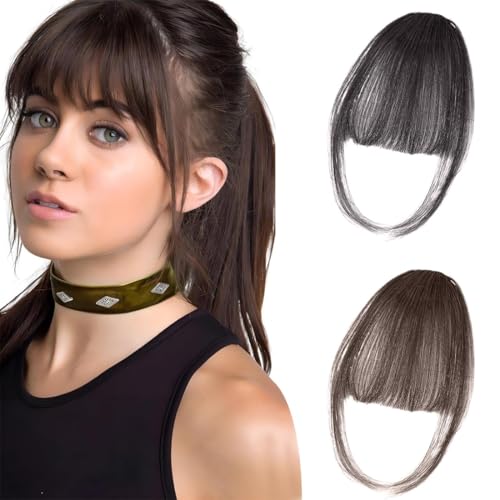 2 Stück Clip-in Pony, Hair Extensions Haarverlängerungen, Fake Bangs Fransen für Frauen von ZKGYUS