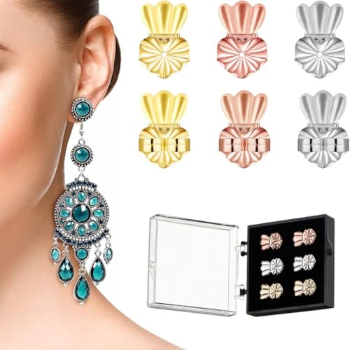 3 Paar Ohrringheber Verschluss Einstellbare Ohrring Verschluss Earring verschluss Hypoallergen Earring Lifters Ohrringaufzüge für Earring Backs Ohrläppchen Heber Damen Ohrring-Verschlüsse Lifters von ZKGYUS