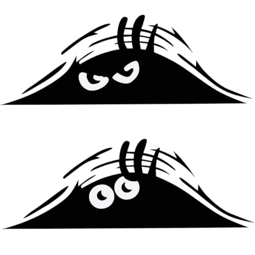 3D Funny Peeking Monster Cartoon Auto-Aufkleber,Peeking Monster Scary Eyes Autoaufkleber Peeking Elf Autoaufkleber Wasserdichter Autoaufkleber Smile and Anger Autoaufkleber Schwarz-2 pcs von ZKGYUS