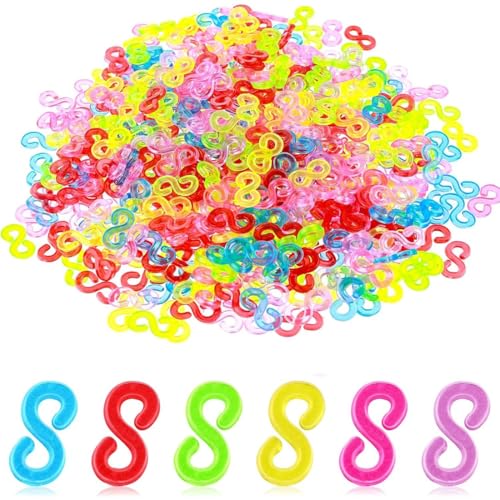 500 Stück Loom Bänder Verschlüsse S Clips Bunte Loombänder Zubehör Plastik Bunt Anschluss S-Clips DIY Rubber Band Schmuck Zubehör Für Den Anschluss Von Band Armbänder Erwachsene Kinder von ZKGYUS
