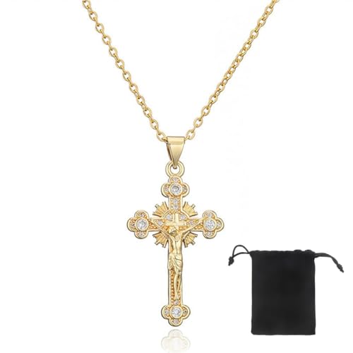Damen Gold Kreuz Kette, Damen AAA Zirkonia Kreuz Anhänger, Hypoallergene 18K Vergoldete Kette, Modeschmuck für Frauen Mädchen Geschenk Damen Gold Kreuz Kette, Damen AAA Zirkonia Kreuz Anhänger, Hypoallergene 18K Vergoldete Kette, Modeschmuck für Frauen Mädchen Geschenk von ZKGYUS