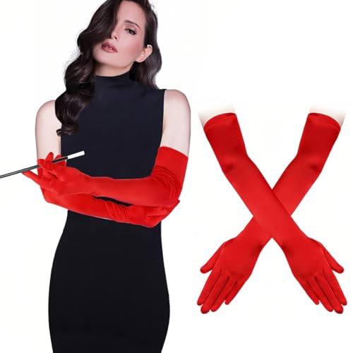 Lange Handschuhe Damen Hochzeit Fingerhandschuhe Braut Kostüm Handschuhe Stretch Tea Party Handschuhe Tanzhandschuhe 1920er Jahre Kostüm Opera Party Halloween Karneval Kostüm von ZKGYUS