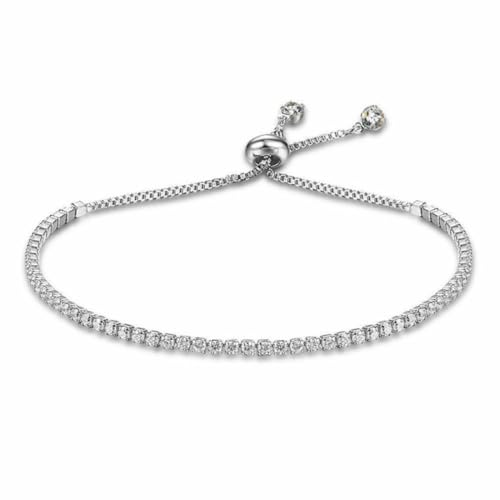 ZKGYUS 1 Stück Tennis Armband Damen Silber Verstellbares Kristall Zirkonia Armbänder Set Glänzender Diamant Armband Klassisches Tennis Armbänder Schmuck Geschenk für Frauen Freundin Mutter Ehefrau von ZKGYUS