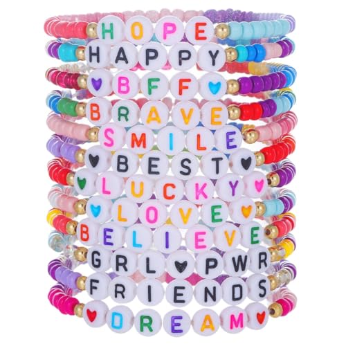 ZKGYUS 12 Stück Perlenarmband Damen Bracelet Set, Buntes Perlen Stretch Armband, Bead Armband, Stapelbare Boho Armbänder, Sommer Strand Perlen Set Schmuck für Frauen und Mädchen von ZKGYUS