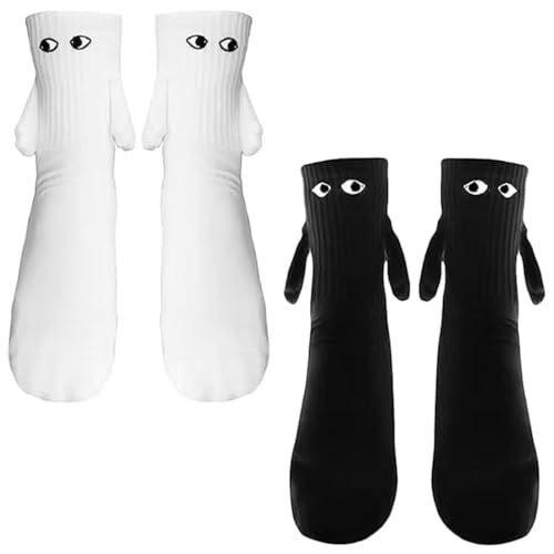 ZKGYUS 2 Paare Lustige Magnetische Socken Mit Händen - Freundschaftssocken, Kleine Geschenke für Frauen, Männer, Freundin, Freunde, Partner, Paare, Kinder von ZKGYUS