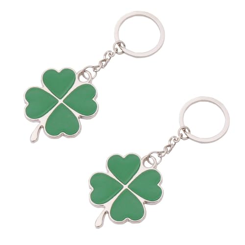 ZKGYUS 2 Stück Glücksbringer Kleeblatt Schlüsselanhänger Shamrock Kleeblatt Schlüsselanhänger Schlüsselring Tasche hängende Ornament Zinklegierung Anhänger Dekoration von ZKGYUS