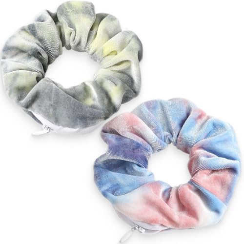 ZKGYUS 2 Stück Haargummi mit Reißverschluss, Haargummis mit Reißverschluss Tasche,Scrunchies Haar Gummibänder Haarbänder Elastischer für Mädchen Damen Frauen Pferdeschwanz von ZKGYUS