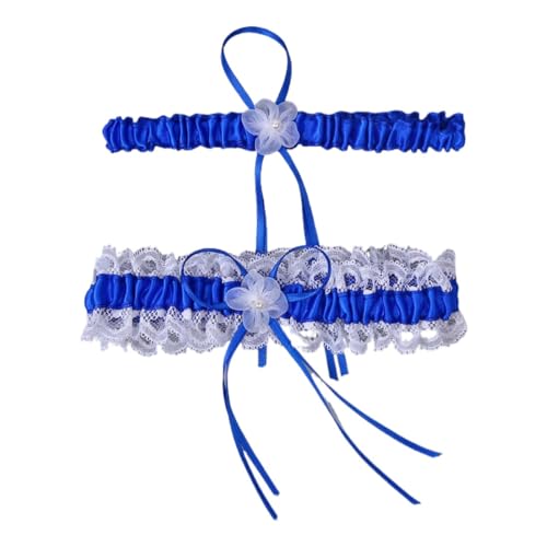 ZKGYUS 2 Stück Strumpfband für Braut Strumpfband weiße Spitze mit blaues Satinband Strumpfband für Hochzeit Wedding Garters Strumpfband Brautschmuck Hochzeitsstrumpfband von ZKGYUS